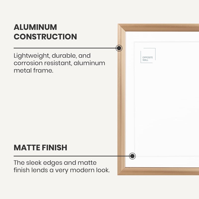 Opposite Wall Aluminium Metal Picture Frame, 16x20 in. | 41x51 cm Gold Sleek Matte, Lightweight, Shatterproof and Durable, Perfectly Crafted for Picture, Poster, Photo and Collage Displays - Image 3